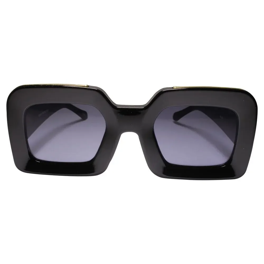 Black and Gold Chunky Rap Shades Bold and Thick Frame Hip Hop Sunglasses